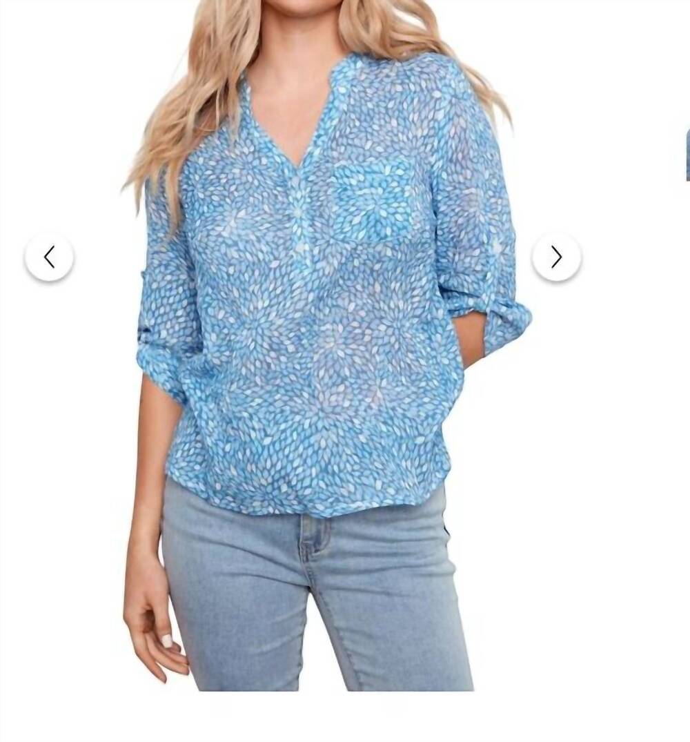 NEW CHARLIE B printed cotton gauze half-button blouse in cascade